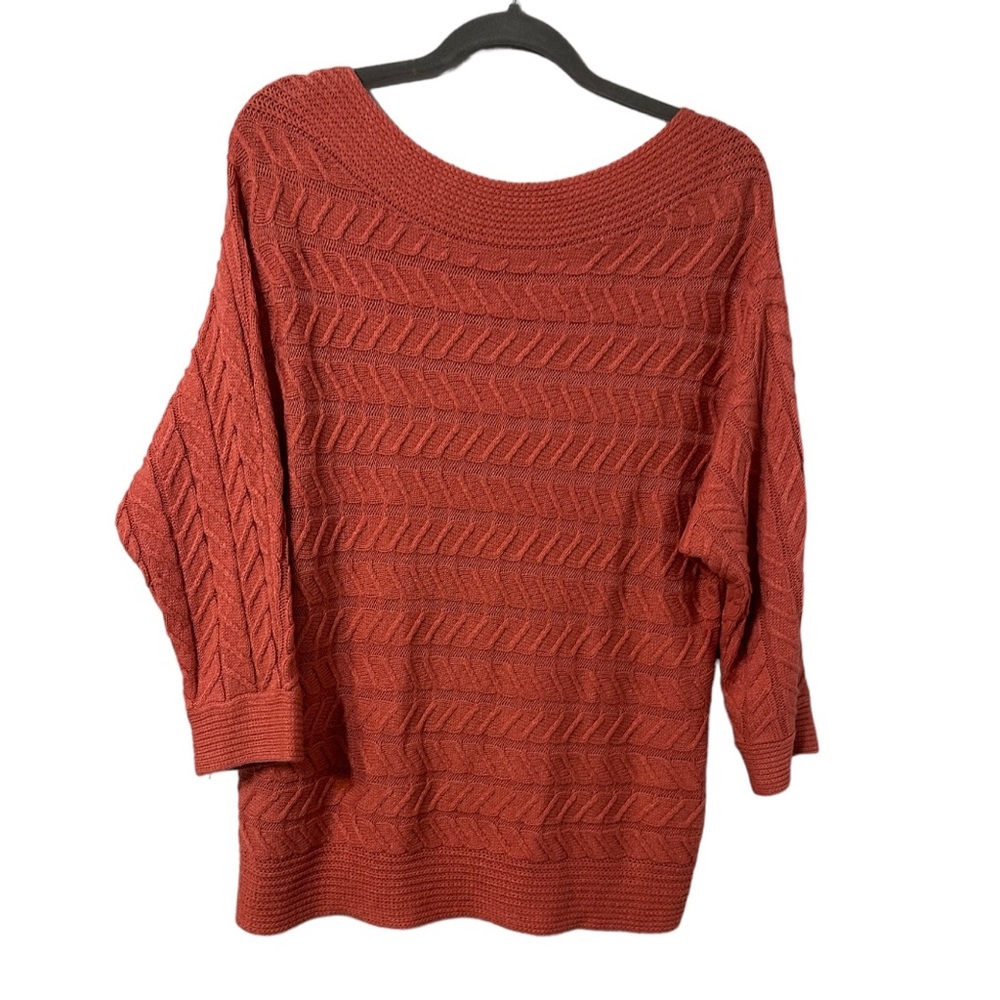 Soho Jeans New York and Company Sweater Womens XL Crochet Red Damask Cableknit